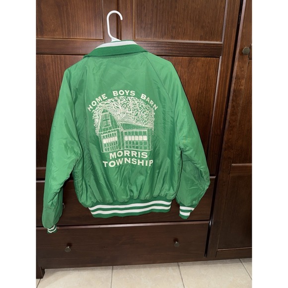 Vintage Holloway Made In USA Green Unisex Bomber Jacket Morris Township - Picture 5 of 11